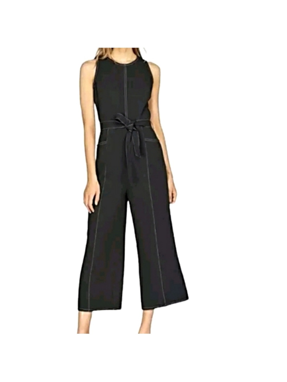 Greylin Isa by Anthropologie contrast-stitch tie-waist jumpsuit